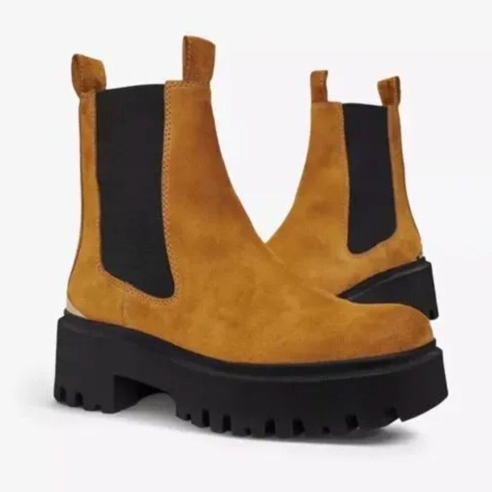 NEW in box MAJE Platform Suede Chelsea Booties (38)